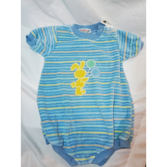 Vintage Health Tex Baby Toddler Terry Cloth Striped Romper Bunny Rabbit 24 Month - Picture 1 of 4